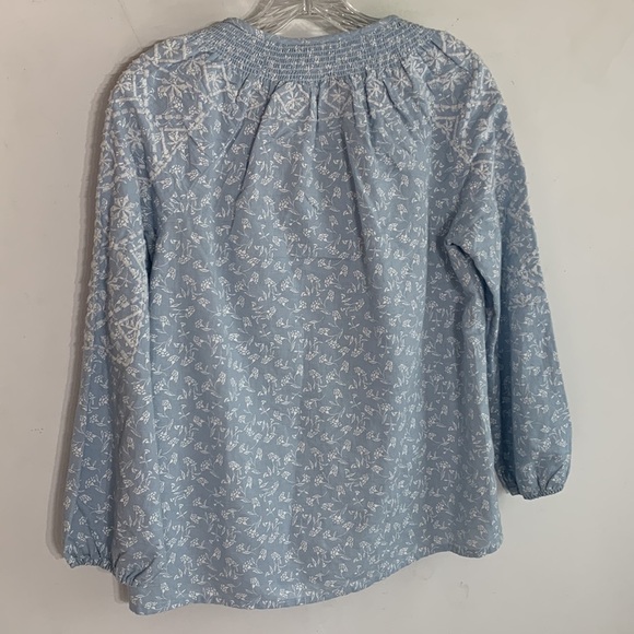 New Joie Embroidered Bohemian V neck tassel top sky blue xs nwt - Picture 5 of 6
